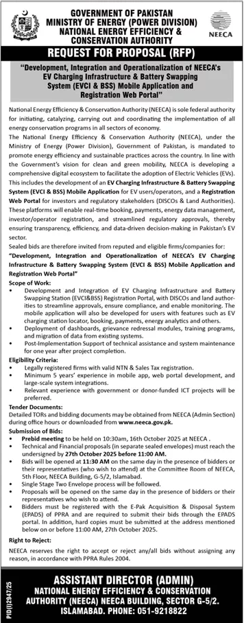 Energy Department Islamabad Tender Notice
